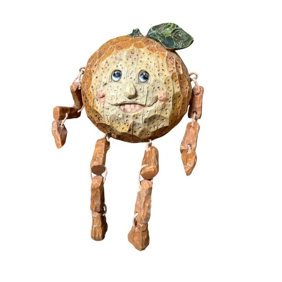 Handcrafted  Orange and Apple Shelf Sitter Lot Anthropomorphic Fruit - Picture 4 of 15